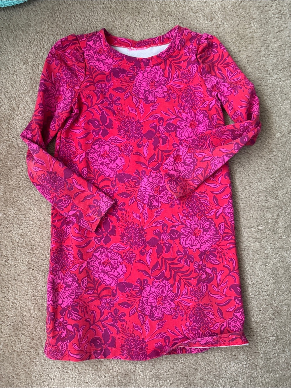 Lilly Pulitzer Pink and Red Floral Long Sleeve Dress